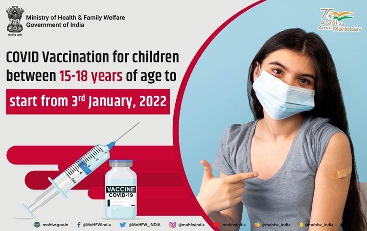  Covid 19- Vaccination for teen aged 15-18 begins today; over 16 lakh teens already given first dose